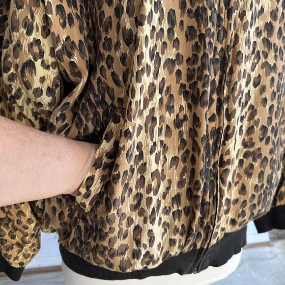 Silk Club Leopard Jacket Size Large 100% Silk Washable Fully Lined - Picture 4 of 9